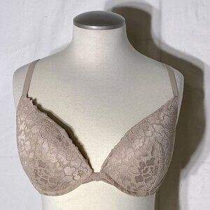 LA Senza Beige Lace Obsession Deep Plunge Bra 34E (34DD)